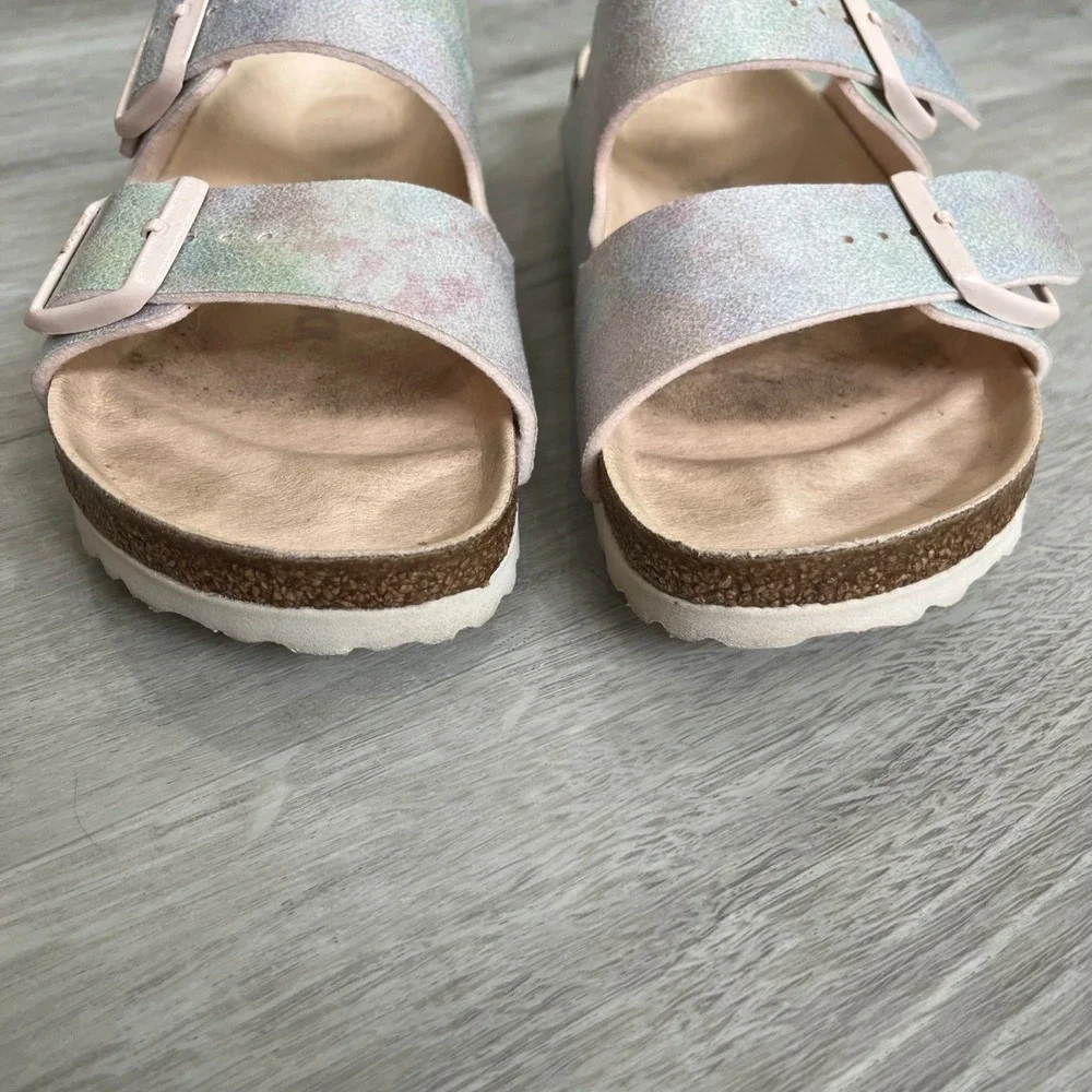 Birkenstock Arizona Iridescent Sandals Shoes Microfiber Vegan Support Comfort 38 - Picture 7 of 10